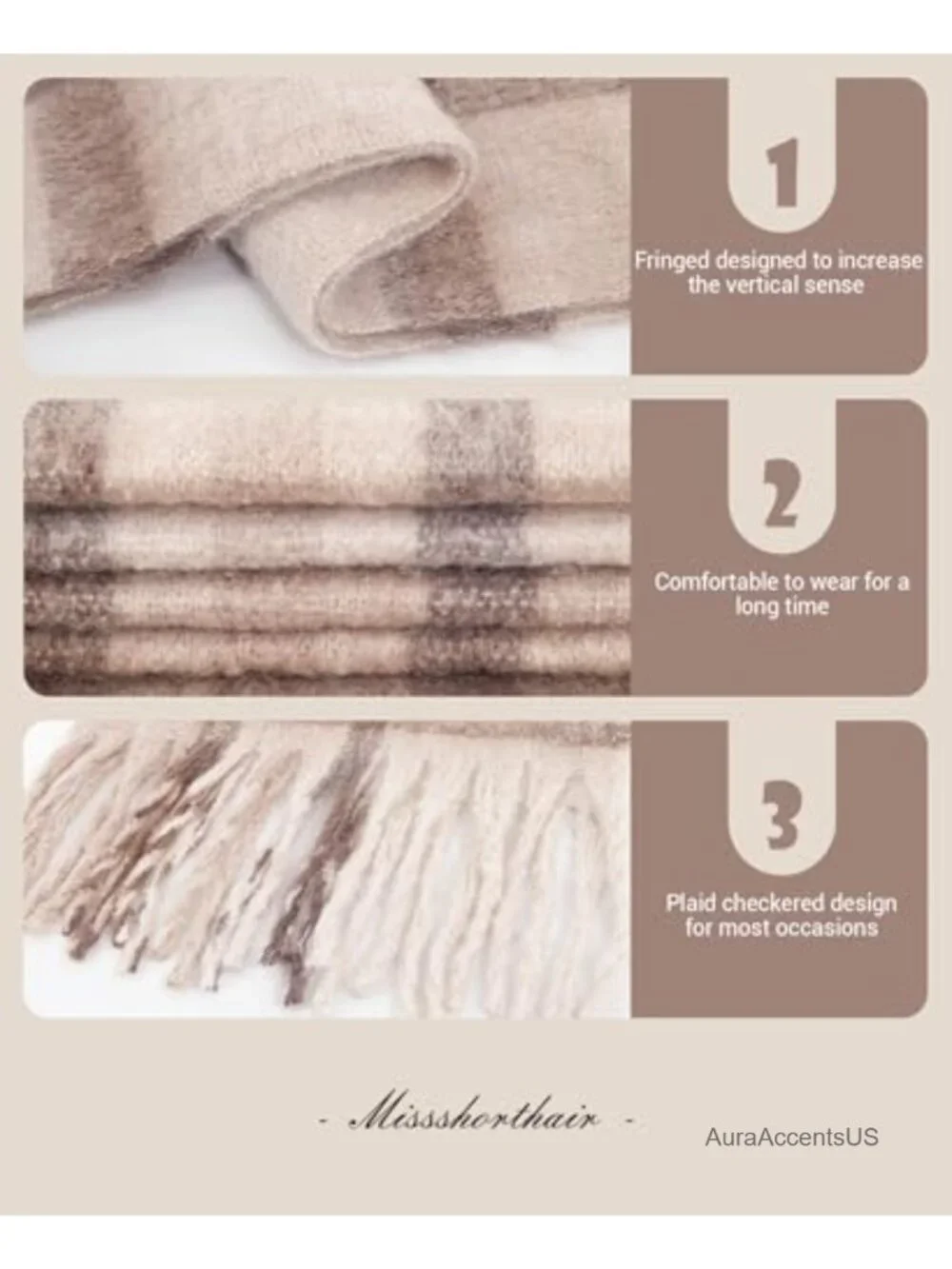 Oversized Chunky Blanket Scarf for Women Winter Warm Plaid Shawl Wrap